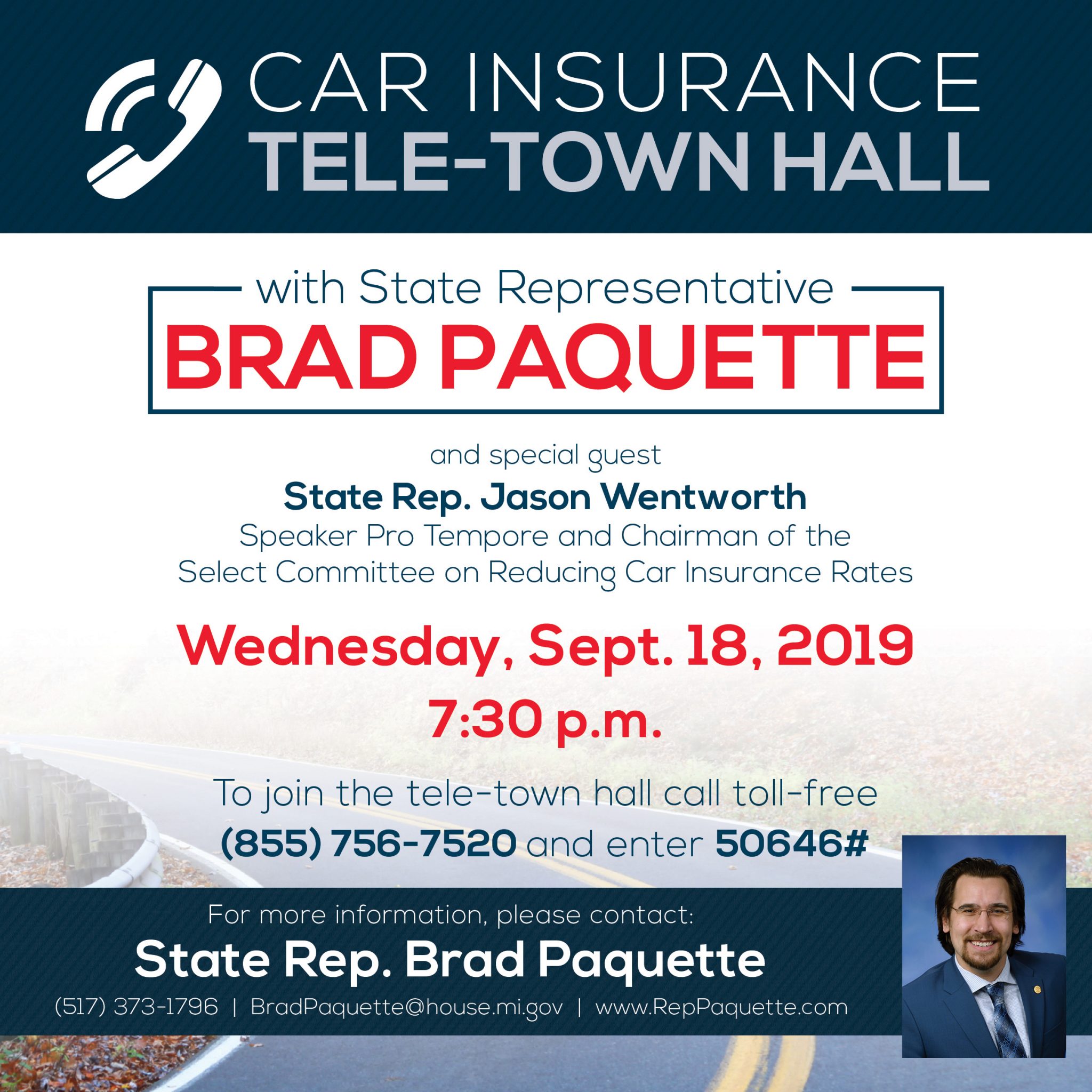 Rep. Paquette to hold teletown hall on auto insurance Mi House Repubs